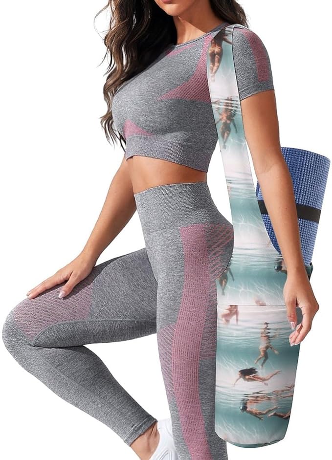 Aiyoolee Yoga Mat Bags, Large Tote Yoga Mat Carrier Holder with Water Bottle Pocket, Adjustable Shoulder Strap Storage Bag
