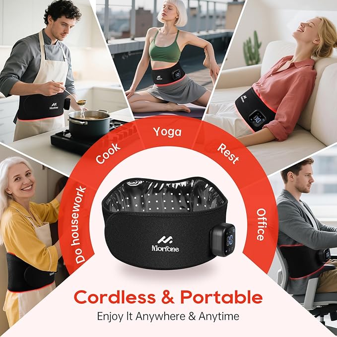 Red Light Therapy, Cordless Red Light Therapy Belt for Body with Vibration 660nm&850nm, Back Pain Products for Back Shoulder