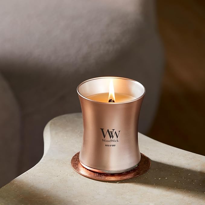 WoodWick Rosa D'oro Holiday Candle Gifts for Women and Men, 9.7 oz Precious Metals Collection with Crackling Wick