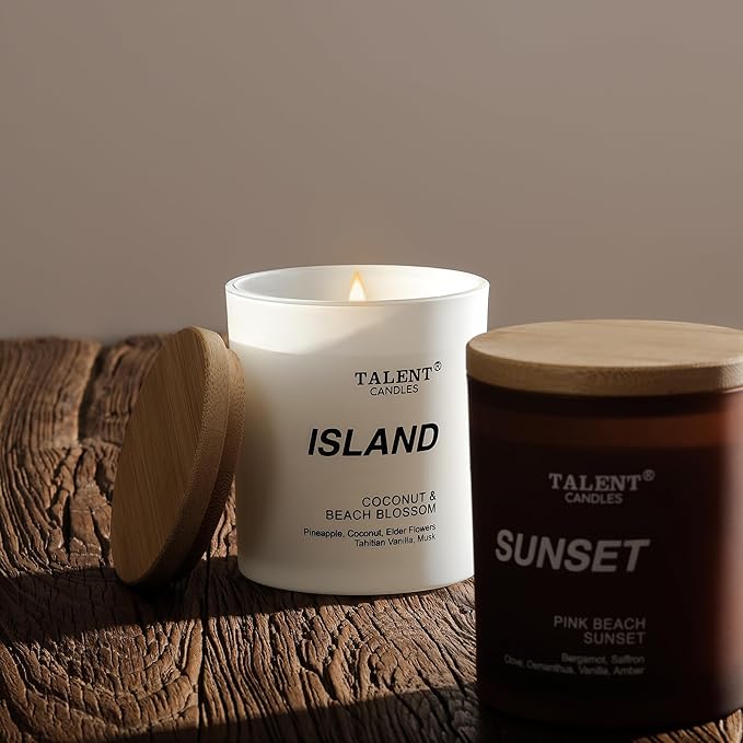 Candles for Home Scented, Natural Soy Wax, Scented Candle Stress Relief and Relaxation, Coconut & Beach Blossom, Medium Jar, Ideal for Home and Bedroom Decor