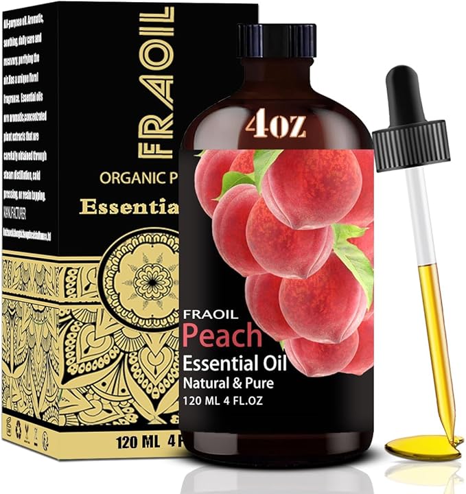 Peach Essential Oil, Peach Oil 4 Fl Oz 120ML for Diffuser Humidifier Yoga Cleaning DIY Candle Soap Making Perfume Gift for Women Essential Oils