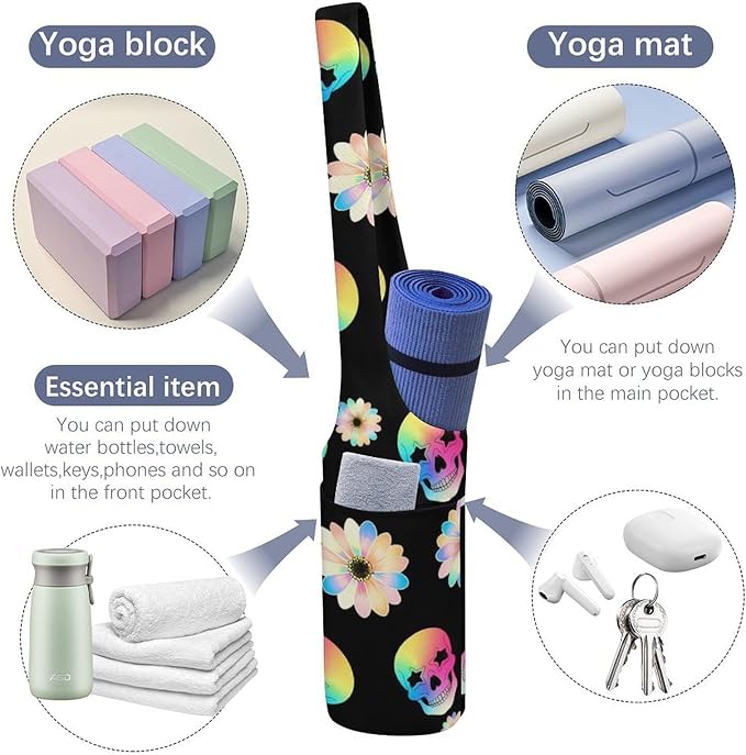 Meaudiwes Large Size Yoga Mat Bag with Long Strap, Yoga Mats Carrier Storage Bag, Exercise Mat Holder Accessories