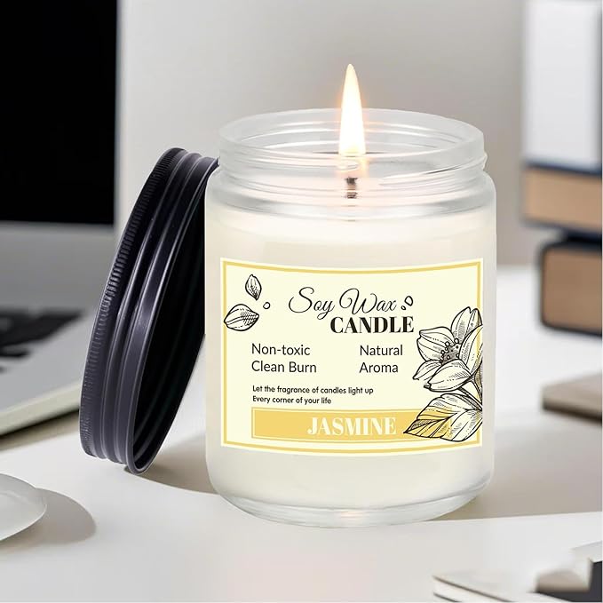 Scented Candles Gifts for Women, Home Decor Soy Candles, Birthday, Valentine, Christmas, Anniversary Aromatherapy Gifts or Just for Enjoying Life and Personal Relaxation Healing (7oz, Jasmine)