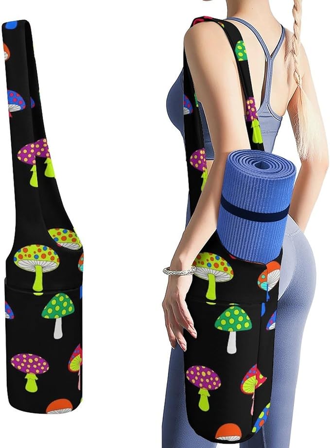 Meaudiwes Yoga Mat Bag for Women, Stylish Yoga Mat Tote Sling Carrier Bag, Long Strap Exercise Mats Totes Sport Storage Bag