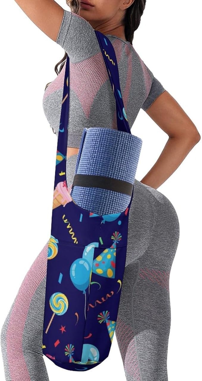 Meaudiwes Large Yoga Mat Bag with Long Strap for Women Yoga Accessories Sports Storage Bags Exercise Mats Tote Sling Carrier Bag