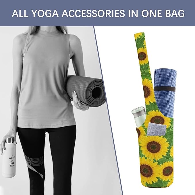 Meaudiwes Large Yoga Mat Bag Fit Most Size for Ladies Yoga Mats Carrier Bags Multi-Functional Exercise Mat Holder Storage Bag