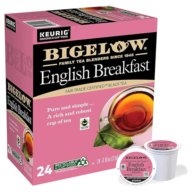 Bigelow English Breakfast Black Tea Keurig K-Cup Pods, Box of 24 Cups (Pack of 4) Caffeinated 96 K-Cup Pods Total
