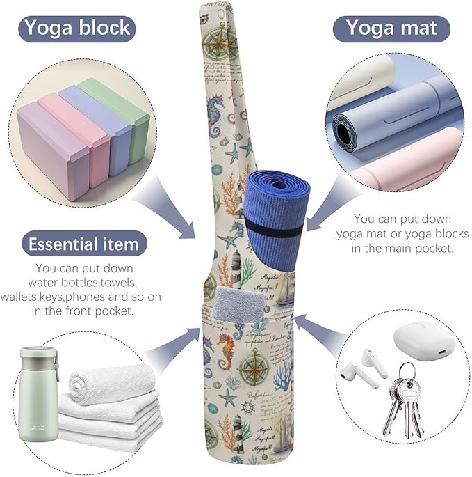 KKdskkds Lovely Pig And HeartYoga Mat Bag Large Opening Long Tote Yoga Mat with Pocket Fit Most Size Mats