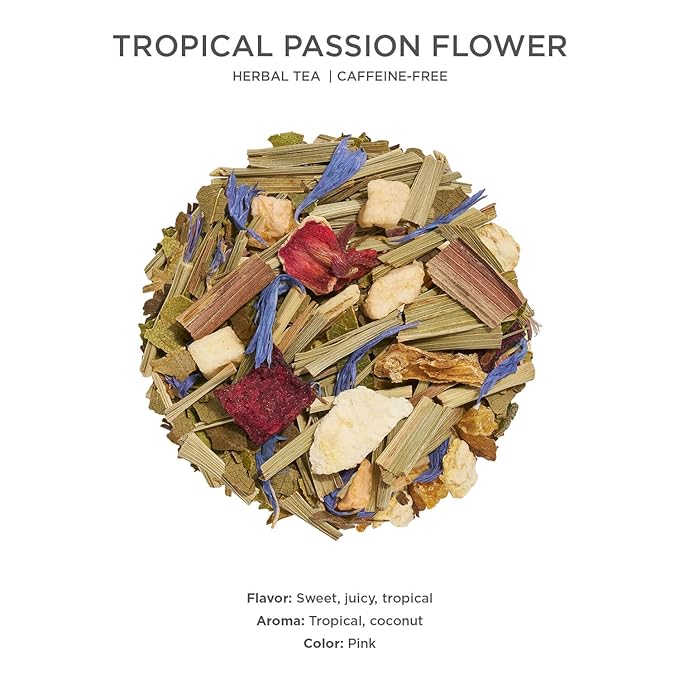 Tea Forte Tropical Passion Flower Premium Loose Leaf Caffeine-Free Herbal Tea Blend Canister, Makes 35-50 Cups
