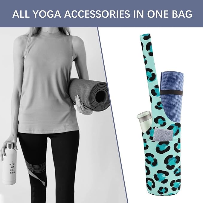 Meaudiwes Large Yoga Mat Bag with Long Strap for Women Yoga Accessories Sports Storage Bags Exercise Mats Tote Sling Carrier Bag