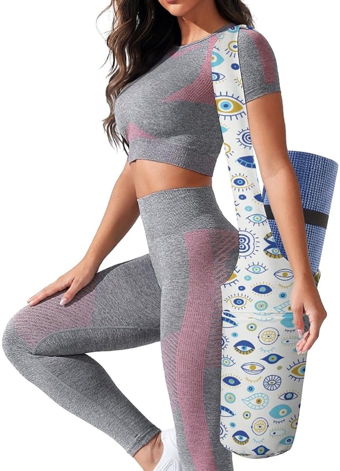 KKdskkds Fantasy Evil EyesYoga Mat Bag Large Opening Long Tote Yoga Mat with Pocket Fit Most Size Mats
