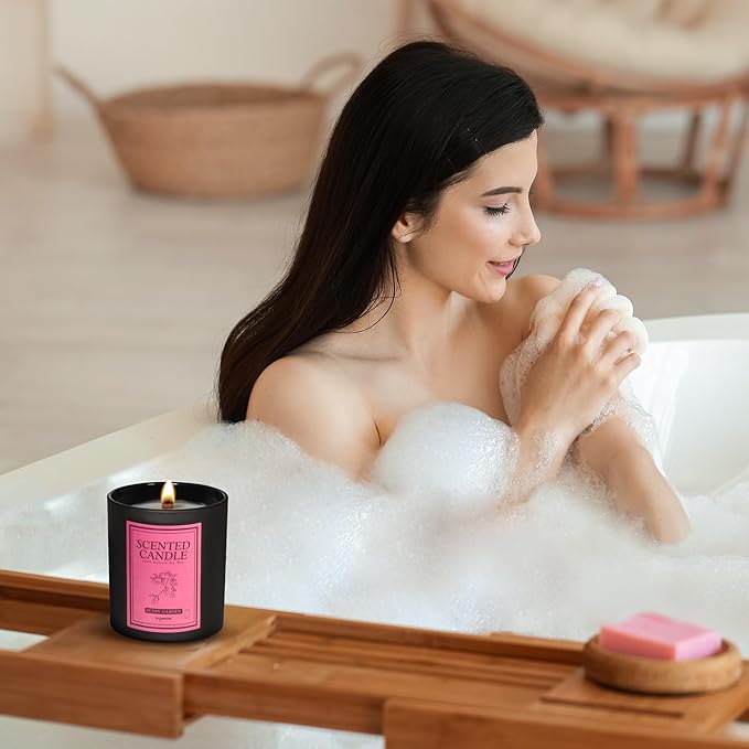 Scented Candles 100% Soy Wax Candles for Home: 8oz Wood Wick Soy Candles Gift for Men & Women - Strong Fragranced Aromatherapy Candles 50+ Hour Burn Time