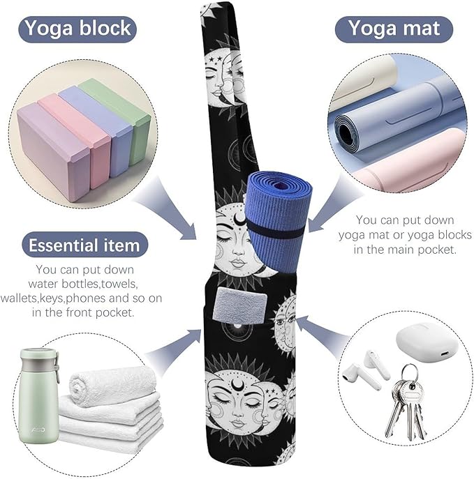 Aiyoolee Portable Yoga Mat Carrier Single Shoulder Bag with Pocket Spacious for Yoga Gym Fitness Travel