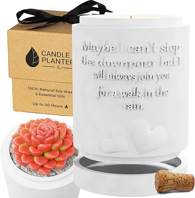 Candle Planter Triple Purpose Romantic, Aromatherapy Candles - Natural Soy Wax, Long-Lasting 50-Hour Burn, Apple Scents - Gifts for Him, Her,Cool, Couple, Husband and Wife Birthday Gift Ideas