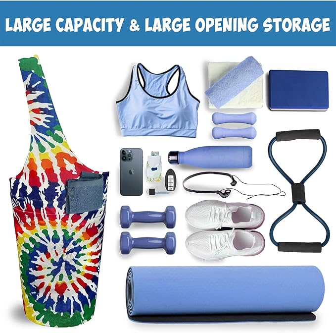 saniwu Yoga Mat Bag Carrier for Women with Side Large Pocket Durable Linen Workout Gym Travel Storage Pilates Mats