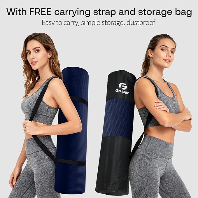 Yoga Mat Non Slip NBR Extra Thick Yoga Mat, 72"L x 32"/24"W x 0.6"/0.4"TH (185cm x 80cm/61cm x 15mm/10mm), Anti-Tear Exercise Mat with Carrying Strap and Bag, Workout Mats for Yoga, Pilates