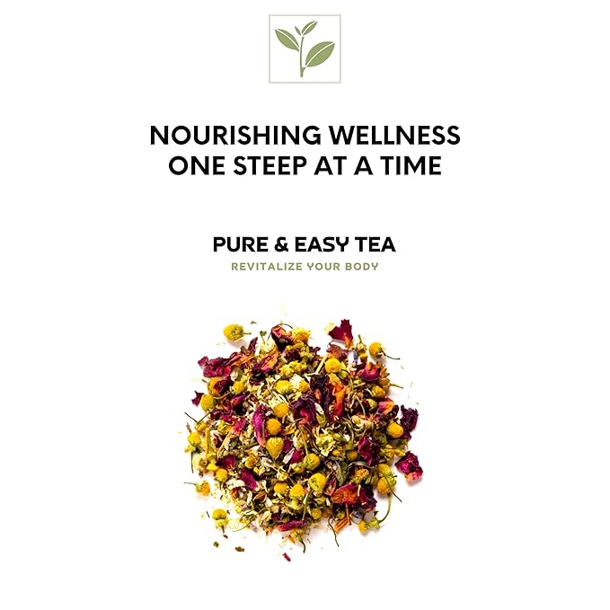 Pure And Easy Tea, Radiance, Herbal Tea for Healthy-Looking Skin, Caffeine-Free Whole-Leaf Botanical Blend (100g)