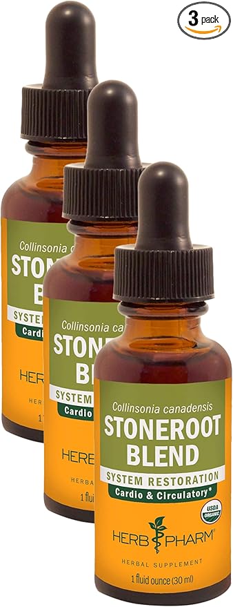 Herb Pharm Certified Organic Stoneroot Blend Liquid Extract for Cardiovascular and Circulatory Support-1 oz (Pack of 3)