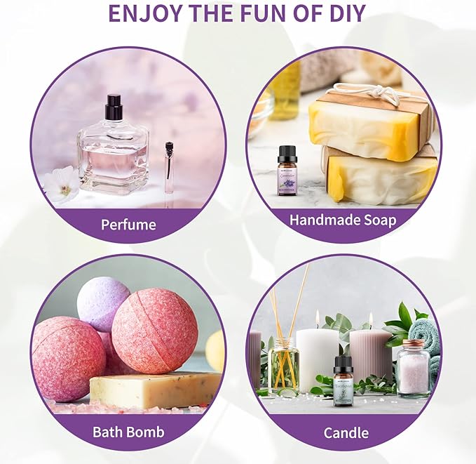Sedbuwza Lavender Eucalyptus Essential Oil Set, Lavender Fragrance Oil Eucalyptus Scent Oil Set for Diffuser, Aromatherapy, Massage, Soap, Candle Making 2 x 10 ml