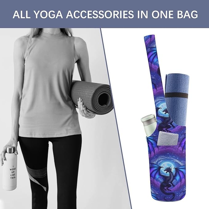Aiyoolee Yoga Mat Bag for Women with Large Pocket, Yoga Gifts Accessories with Adjustable Shoulder Strap for Workout Stuff