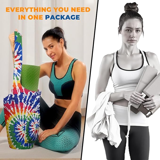 saniwu Yoga Mat Bag Carrier for Women Workout Large Waterproof with Zipper Pocket, Keychain and Wide Shoulder Straps