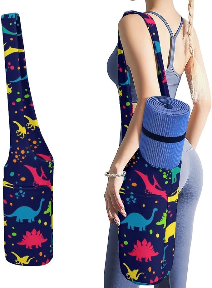 Meaudiwes Yoga Mat Bag for Women, Stylish Yoga Mat Tote Sling Carrier Bag, Long Strap Exercise Mats Totes Sport Storage Bag