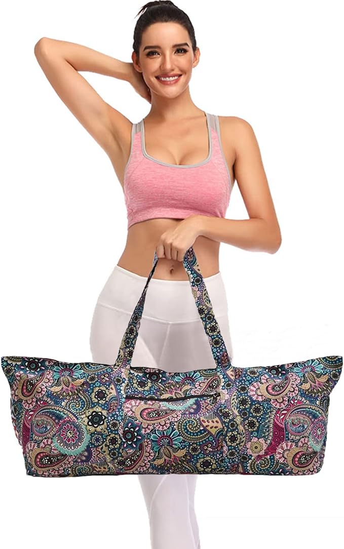 Qlckyed IwIeIaIrI Yoga Mat Bag Zipper Gym Accessories Gifts for Women,Large Exercise Mat Straps Pockets Yoga Bags and Carriers Fits Most Your Workout Stuff