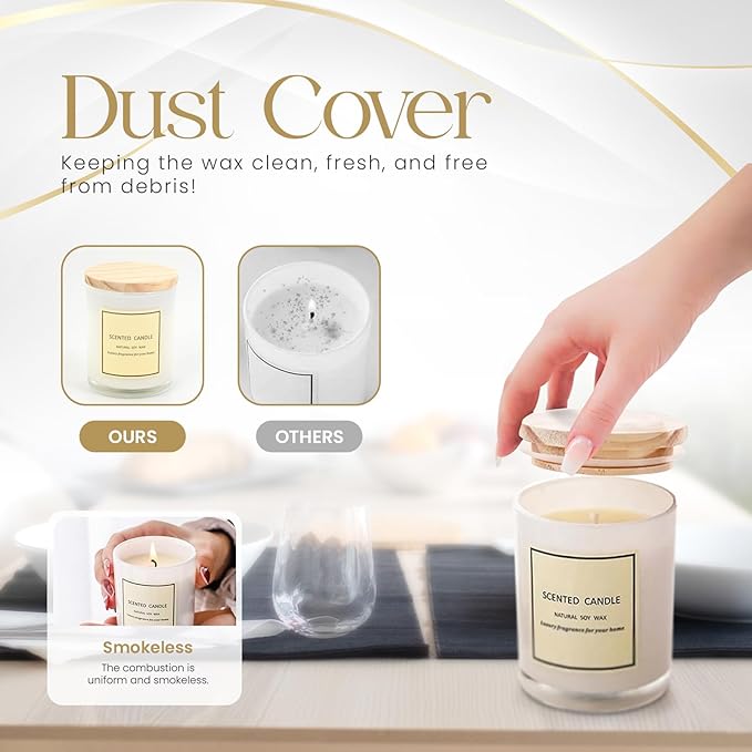 Candles Gifts for Women – 4 Pack Scented Soy Candles Gift Set with Mint, Jasmine, Rose & Caramel – Non Toxic Soy Wax Candle Set with Wooden Lids for Home Décor, Relaxation & Gifting