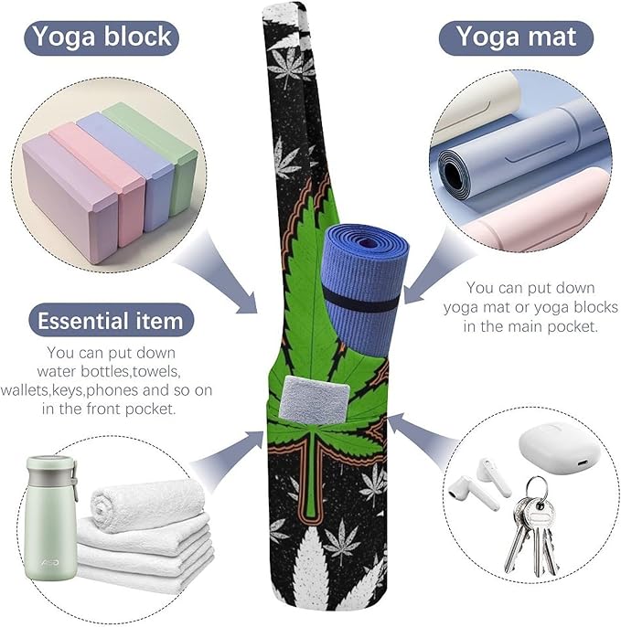 Aiyoolee Yoga Mat Bags, Large Tote Yoga Mat Carrier Holder with Water Bottle Pocket, Adjustable Shoulder Strap Storage Bag