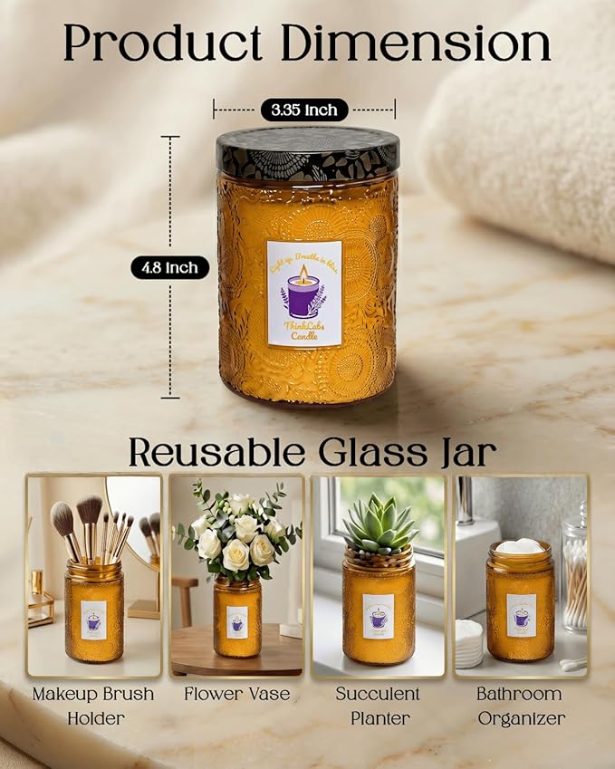 Organic Daisy Cedar Scented Candle - Non Toxic Soy Wax, Large, Aromatherapy Stress Relief, Meditation, Luxurt Room Decor, Christmas Holiday Gifts for Women Men, Long Lasting with 70H Burn Time (14oz)