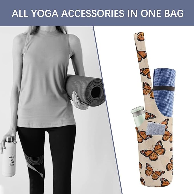 Aiyoolee Spacious Yoga Mat Storage Bag Single Shoulder Portable Carrier with Pocket for Gym Yoga Fitness