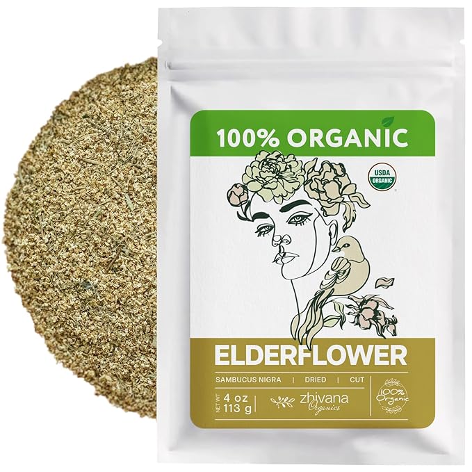 Elderflower Tea Organic (4oz.) - Elder Flowers Dried Herb for Respiratory Health - Loose Leaf Medicinal Tea
