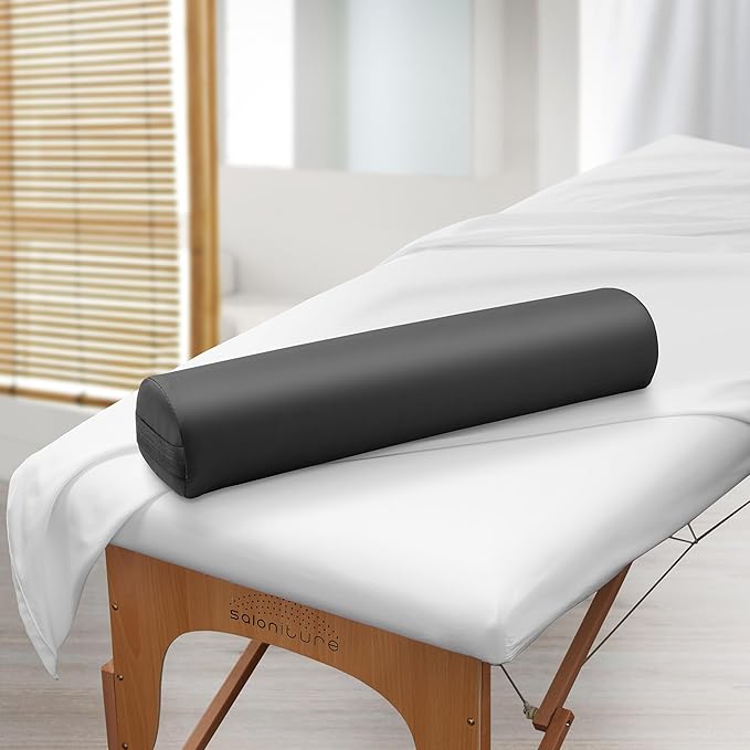 Saloniture 3/4 Round Massage Table Bolster Pillow Pad - 26 x 6 x 4-1/2 Inch - Black