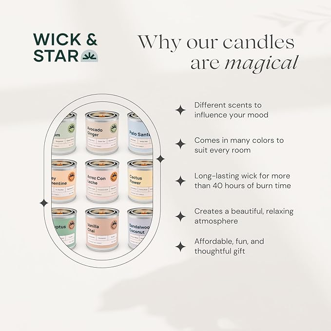 Wick & Star Vegan Non-Toxic, Wood Wick, Natural Coconut Soy Wax Aromatherapy Candle, Clean Burning (Caramel Pumpkin)