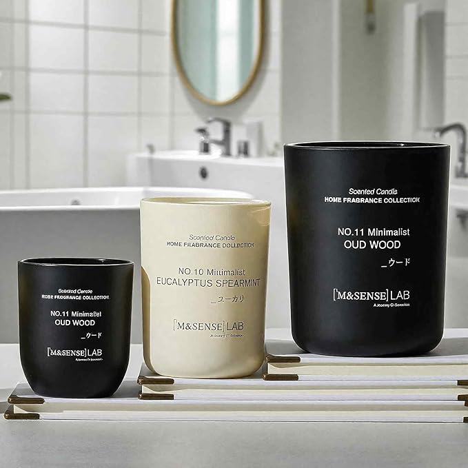 M&SENSE Natural Soy Candle| Lavender Vanilla | 5.3 oz | Minimalist Christmas Scented Candle for Relaxation, Gifting, Home Décor | for Bedroom, Office, Party Small