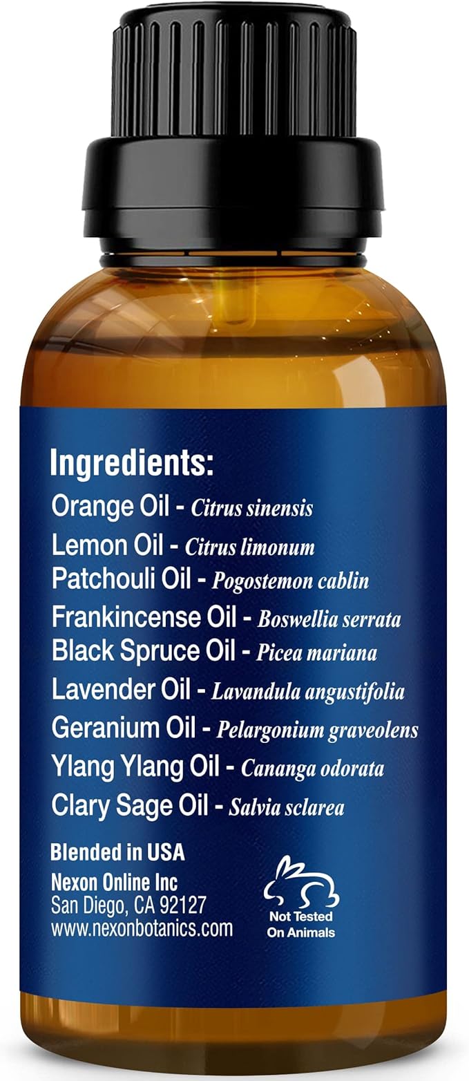 Stress Relief Essential Oil Blend 30 ml - Stress Relief & Calm Essential Oil for Diffusers & Aromatherapy - Promotes Relaxation & Rest - Nexon Botanics