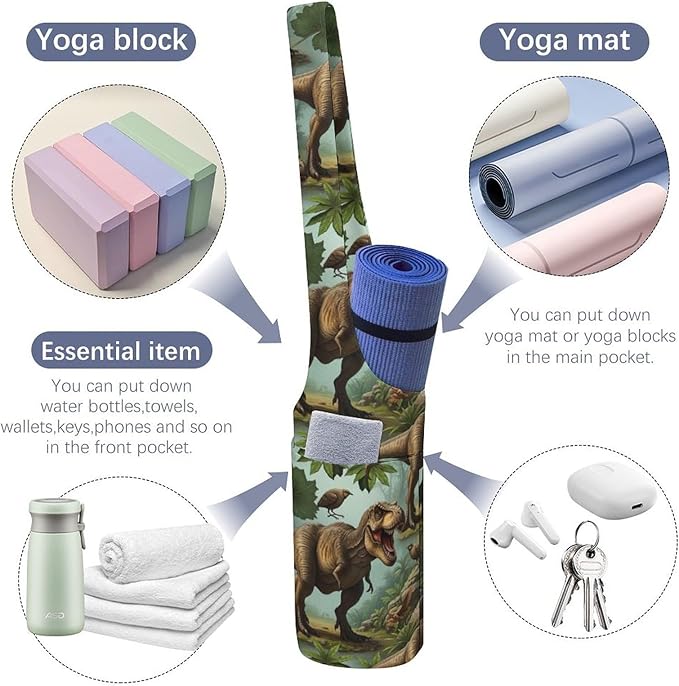Aiyoolee Single Shoulder Yoga Mat Carrier Bag Portable Spacious with Pocket for Yoga Gym Fitness Travel