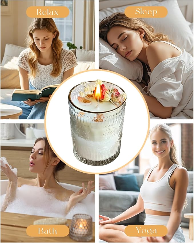 Rose Blooming Charm Scented Candle - 36H Long-Lasting, Soy & Beeswax Blend 7oz Jar Candle, Luxury Floral Scent for Home Decor, Relaxation & Gifts