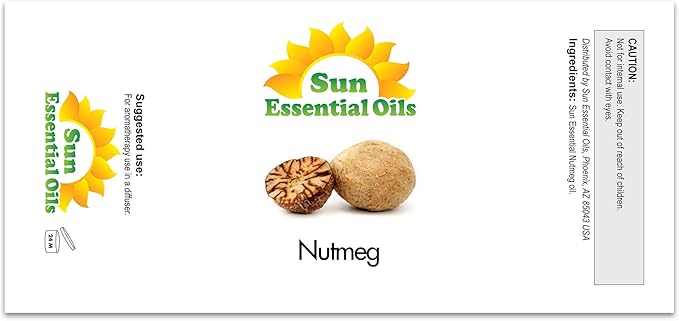 Sun Essential Oils Nutmeg Essential Oil – Aromatherapy Nutmeg Oil - (2 Fluid Ounces)
