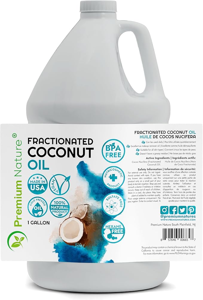 Fractionated Coconut Oil for Massage Cold Pressed Best Carrier for Essential Oils Mixing for Women Dry Skin Moisturizer for Body and Hair 1 Gallon Bottle Bulk Size