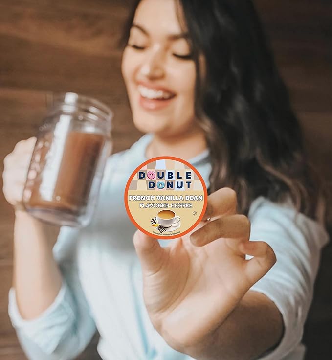 Double Donut Coffee French Vanilla Coffee Medium Roast Flavored Coffee Pods for Keurig K Cups Makers from Double Donut, 72 Count (Pack of 1)