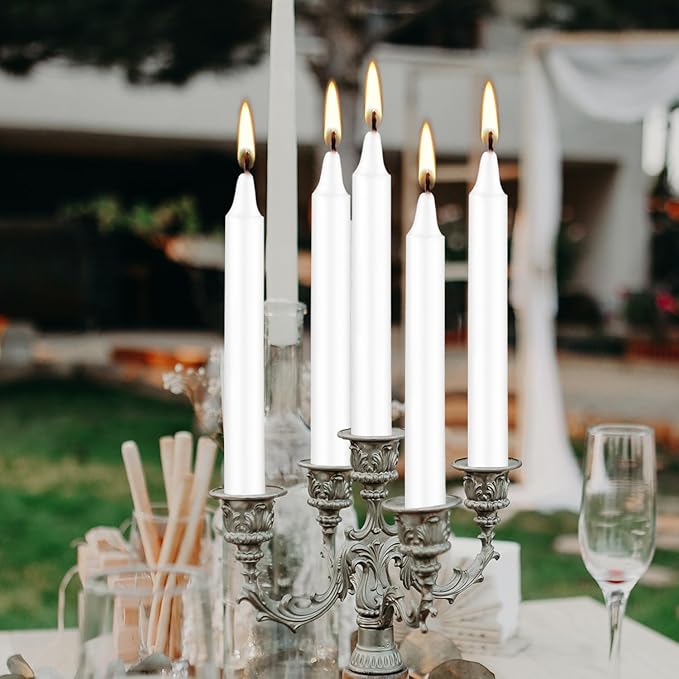 Set of 20 White Spell & Chime – Premium Mini Taper Candles for Rituals, Prayer, Birthdays, Meditation, Altar - 4 Inch Tall, Unscented (White)