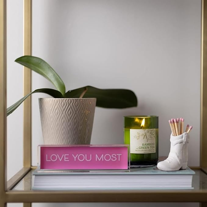 Paddywax Eco Collection Soy Wax Blend Candle in Glass Jar, Bamboo & Green Tea Scent, Green Vessel with Wood Lid, 8 oz