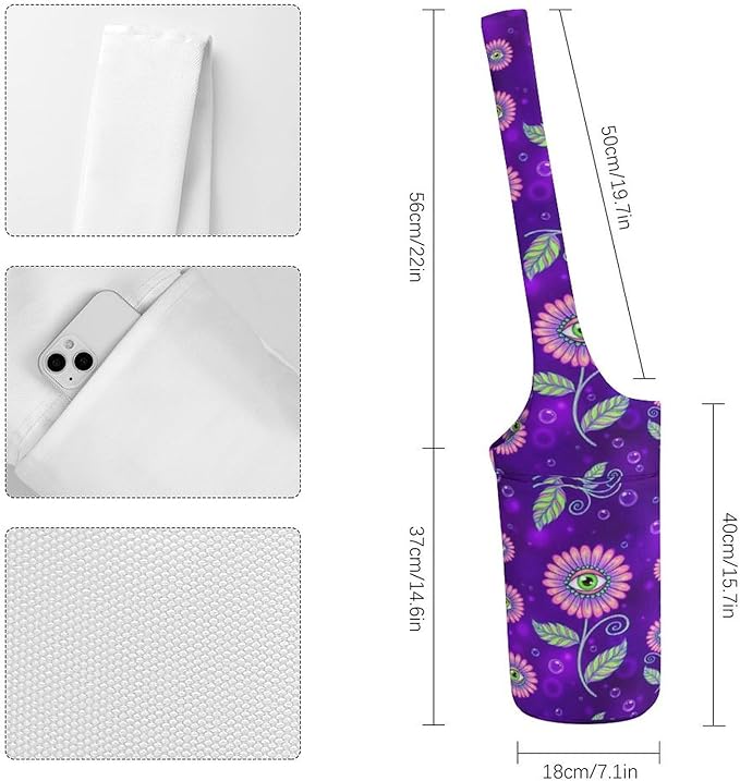 Aiyoolee Portable Yoga Mat Carrier Single Shoulder Bag with Pocket Spacious for Yoga Gym Fitness Travel