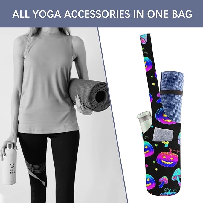 Meaudiwes Yoga Mat Bag for Women, Stylish Yoga Mat Tote Sling Carrier Bag, Long Strap Exercise Mats Totes Sport Storage Bag