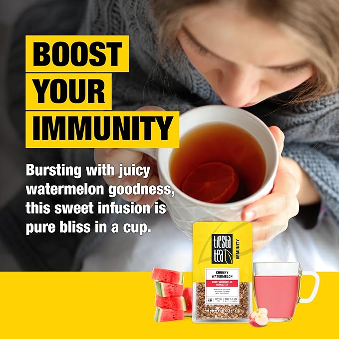 Tiesta Tea - Chunky Watermelon, Loose Leaf, Sweet Watermelon Herbal Tea, Premium Non-Caffeinated Blend, Make Hot or Iced, Brews Up to 25 Cups, 2 Ounce Resealable Pouch