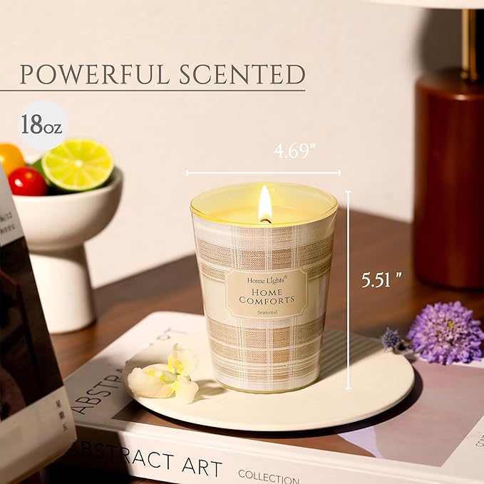 HomeLights Home Comforts Scented Candles | 6.7oz Soy Candles Rustic Modern Large Candle Jars | Ideal Candle Gifts for Events, Home Decor Stress, Relief & Relaxation