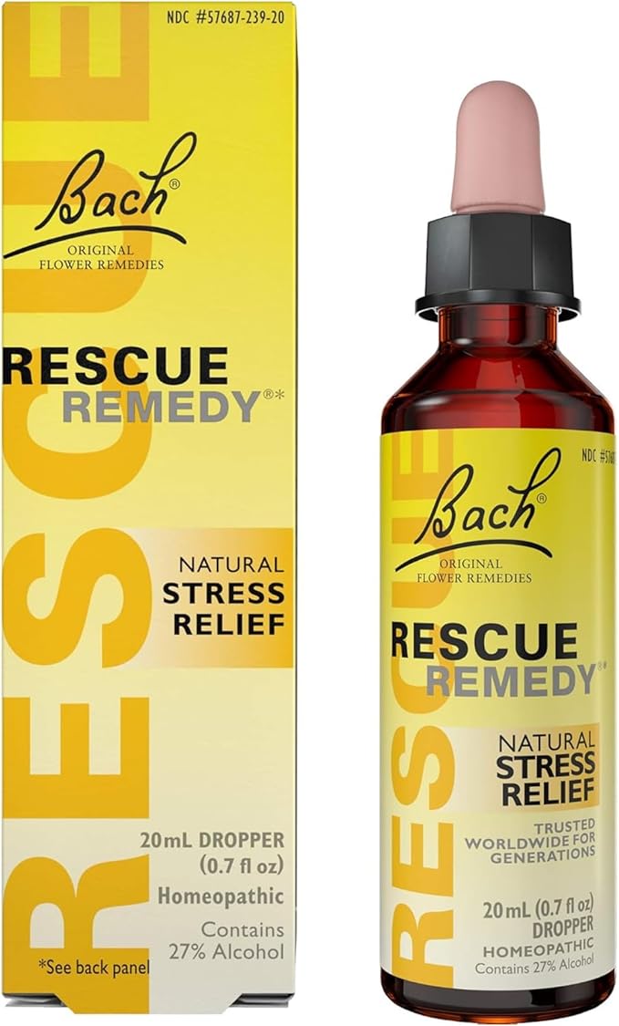 Bach RESCUE REMEDY Dropper 20mL, Natural Stress Relief, Homeopathic Flower Essence, Vegan, Gluten & Sugar-Free, Non-Habit Forming