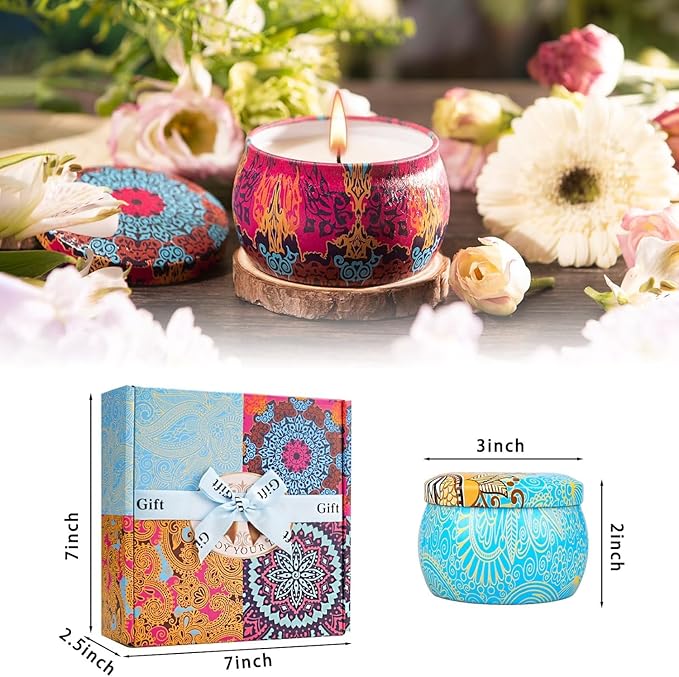Scented Candles Gift Set,8% Essential Oil,4 Pack Aromatherapy Candle,Stress Relief Gifts for Women,120H Burning, Candles for Home Scented, Ideal for Birthday,Thanksgiving, Mother's Day,Valentine's Day