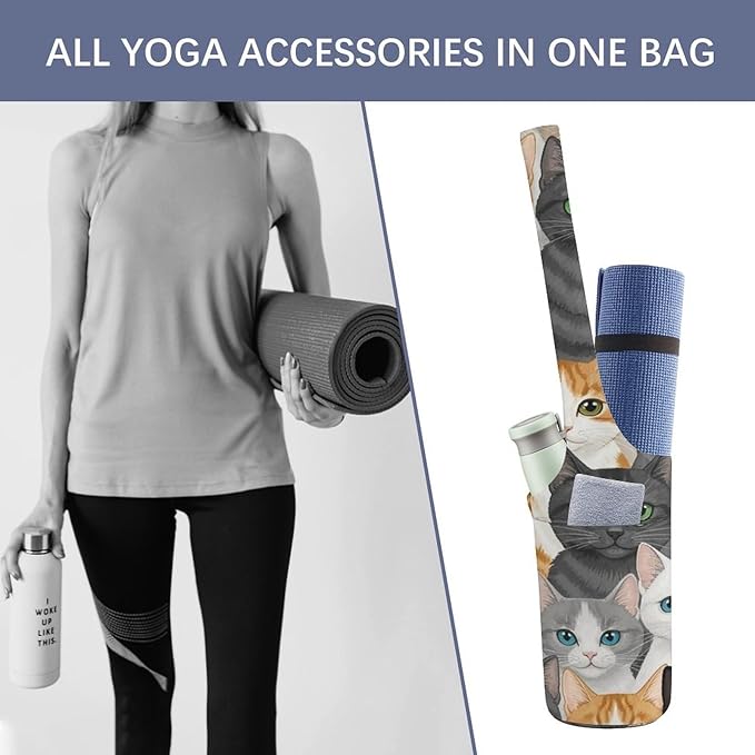 Aiyoolee Yoga Mat Bag with Large Pocket, Strap Bag Carriers for Women